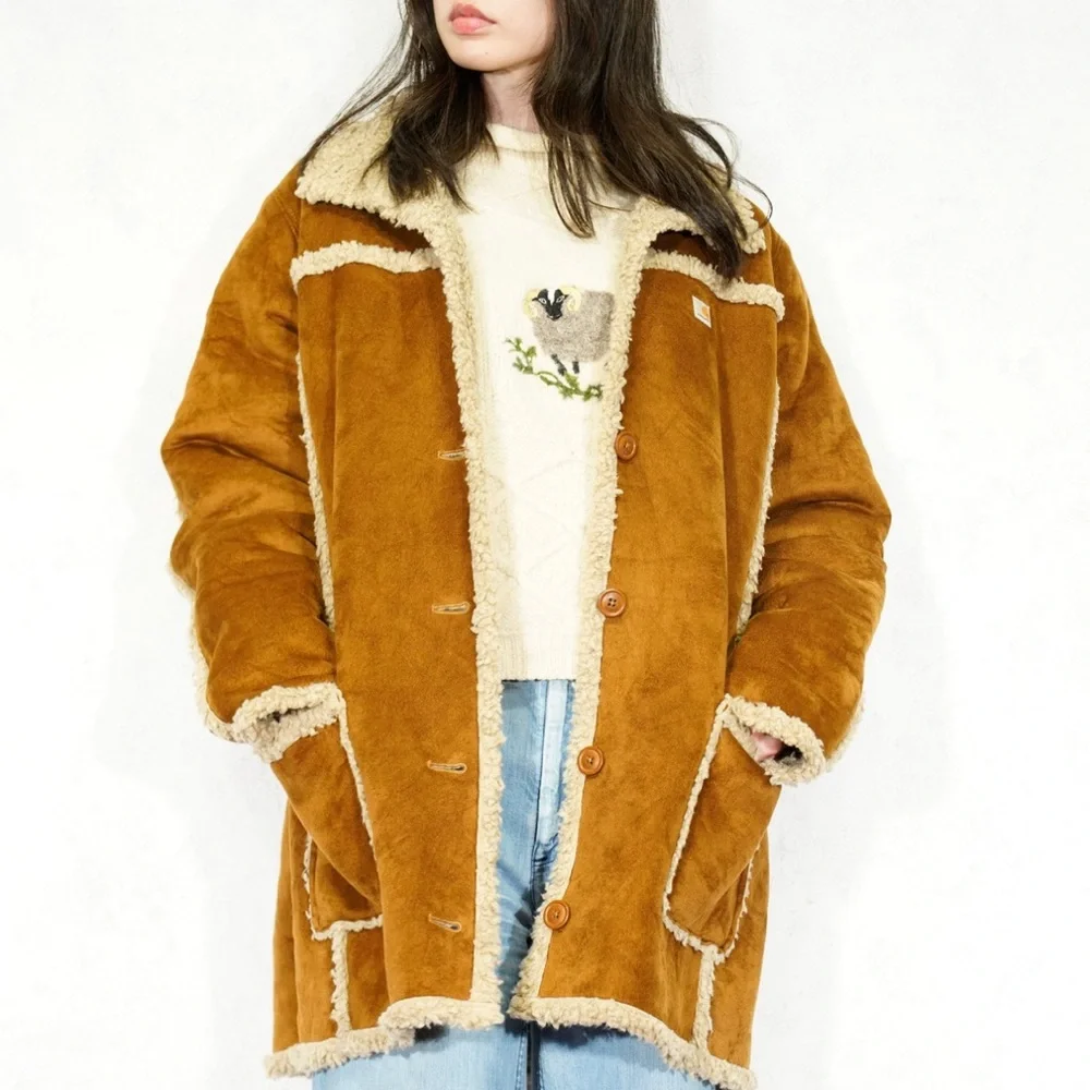 Carhartt Brown Teddy Jacket with Cream Accents - Picture 3 of 10